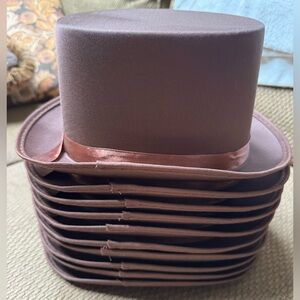 NWOT 10 brown Costume Agent dress hats. Kids/adults.